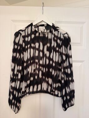 Bella Dahl Black and White Patterned Long Sleeve Blouse - XS